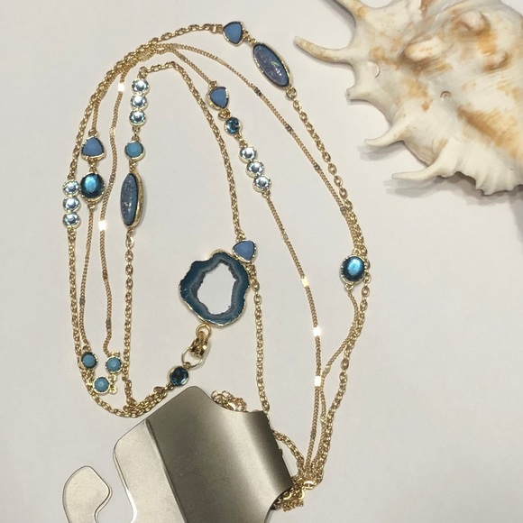 Layered Agate Druzy Necklace – Turquoise WDH10064 - Picture 2 of 8